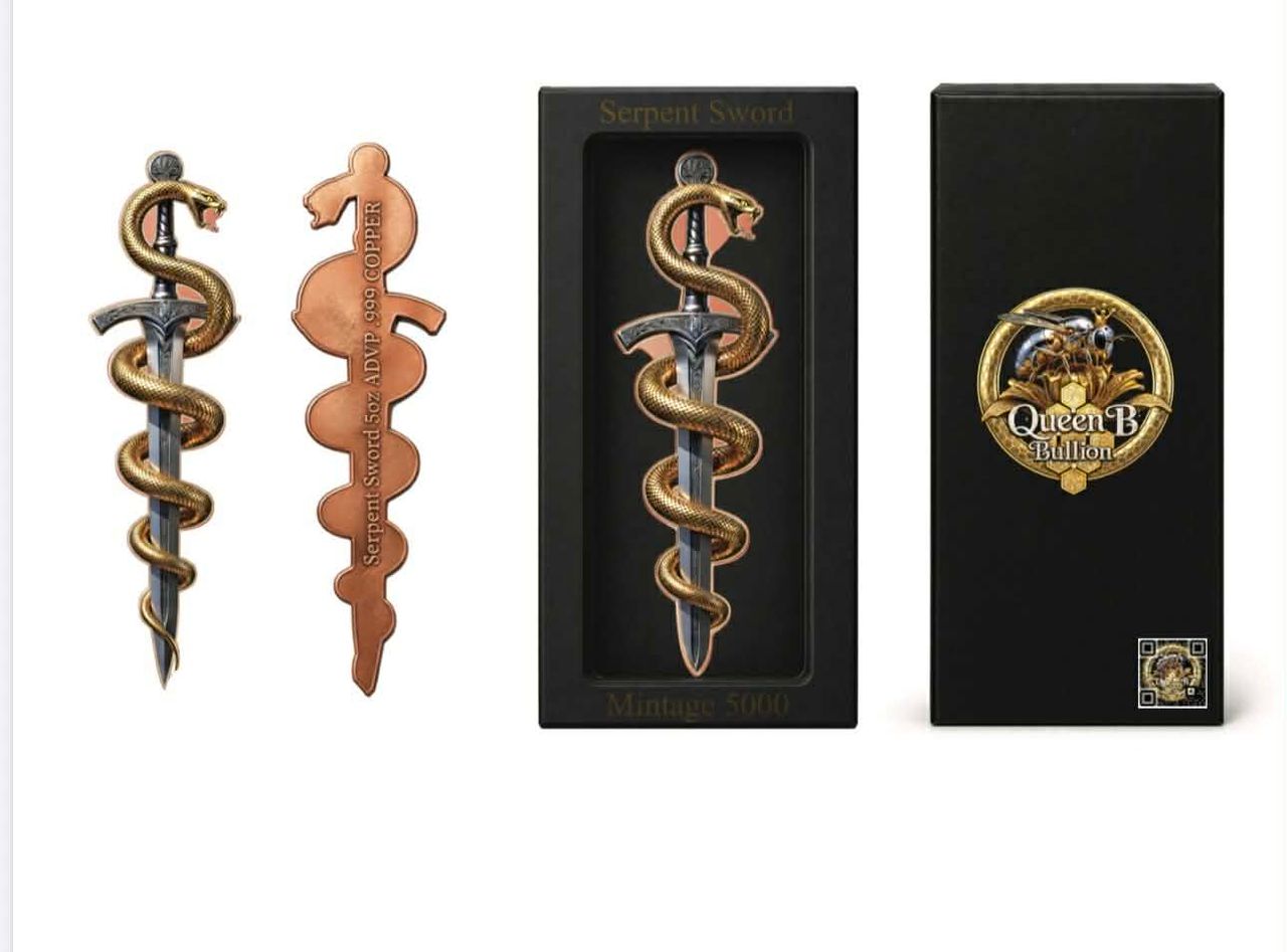 Serpent Sword Shaped 5 oz Copper Medal (04/28)