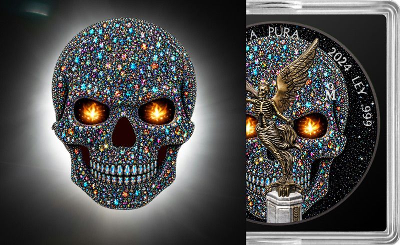 In Stock! 2024 Mexico Libertad Diamond Skull Edition 1 oz Silver Coin