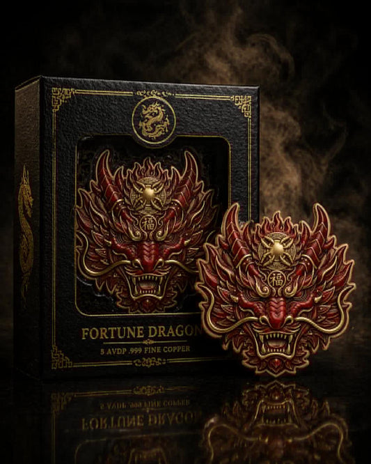 Fortune Dragon 5 AVDP OZ .999 Fine Copper Custom Shaped Collectible Round
