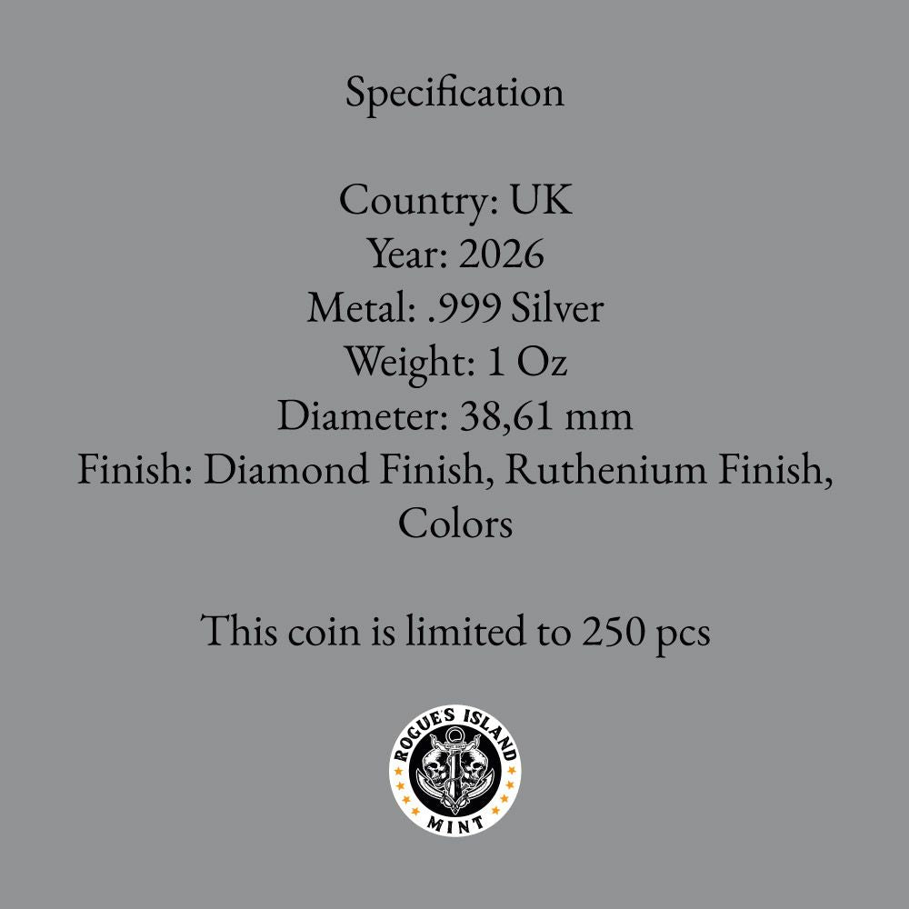 In Stock! 2026 Great Britain Lion & Eagle Triple Black Diamond Edition 1 oz Silver Coin