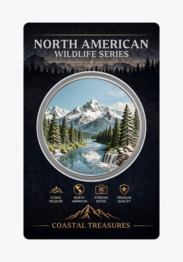 In Stock! North American Wildlife - Common Loon UHR Colorized 1 oz Copper Medal in Card