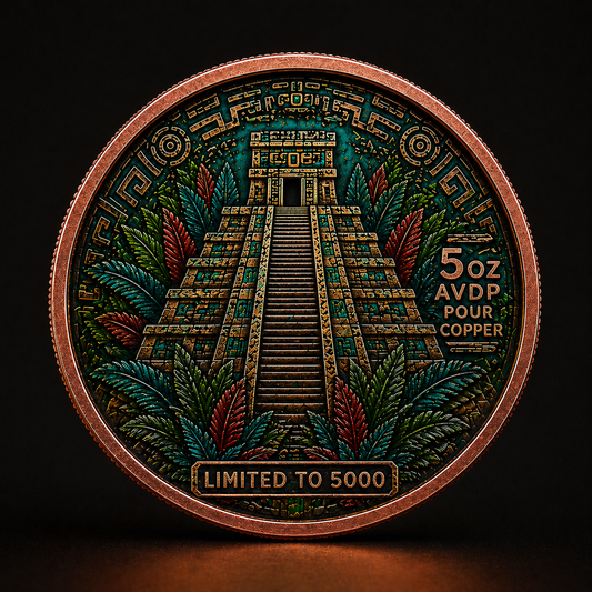 In Stock! Aztec Sun Relic Colorized 5 oz Copper Round (05/08)