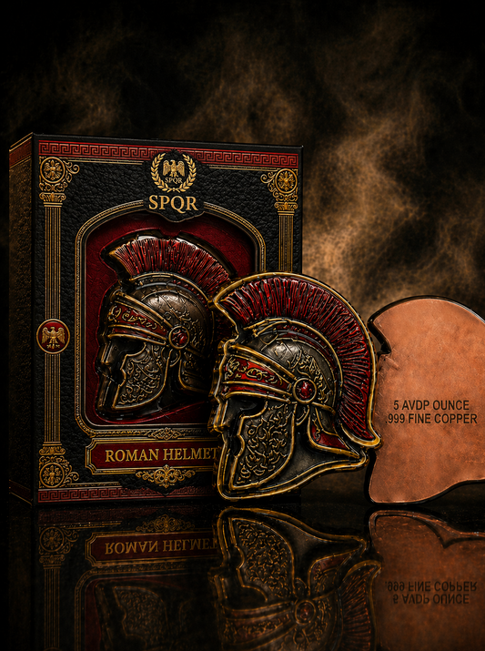 SPQR Roman Helmet Colorized 5 AVDP Oz .999 Fine Copper Limited Edition Collectible