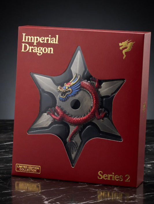 In Stock! SERIES 2: 2oz Copper NINJA STAR DRAGON WITH BOX RED