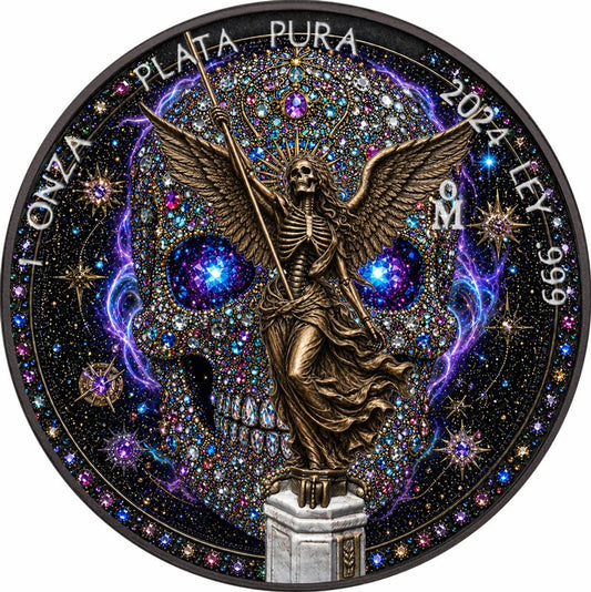 2024 Mexico Libertad Diamond Skull Aura Edition 1 oz Silver Coin (05/15)