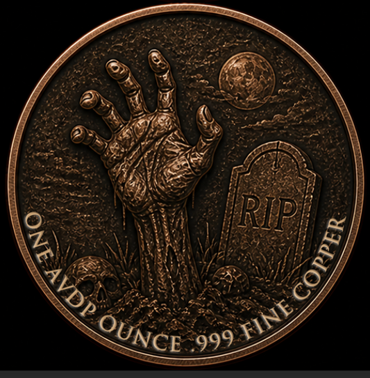 Antiqued Zombie 1 oz Copper Round (05/13)