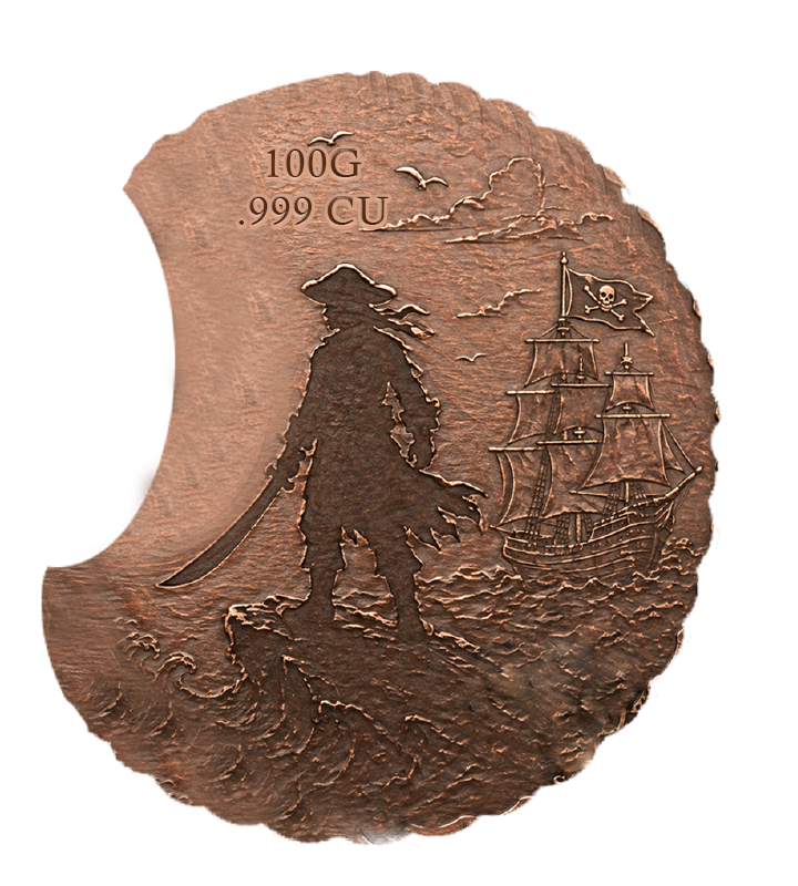 100 Gram Curse Of The Moon Pirate Colorized Copper in Display Box