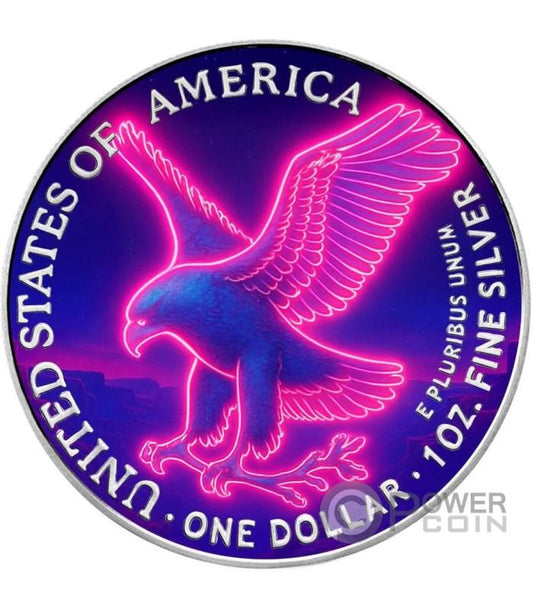 American Silver Eagle 2025 Fluorescent Freedom 1 oz Silver Colorized Art Coin (100 Mintage)