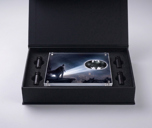 Custom Box Set Batman Coin in Custom Acrylic Display & Box Colorized 1oz .999 Fine Silver