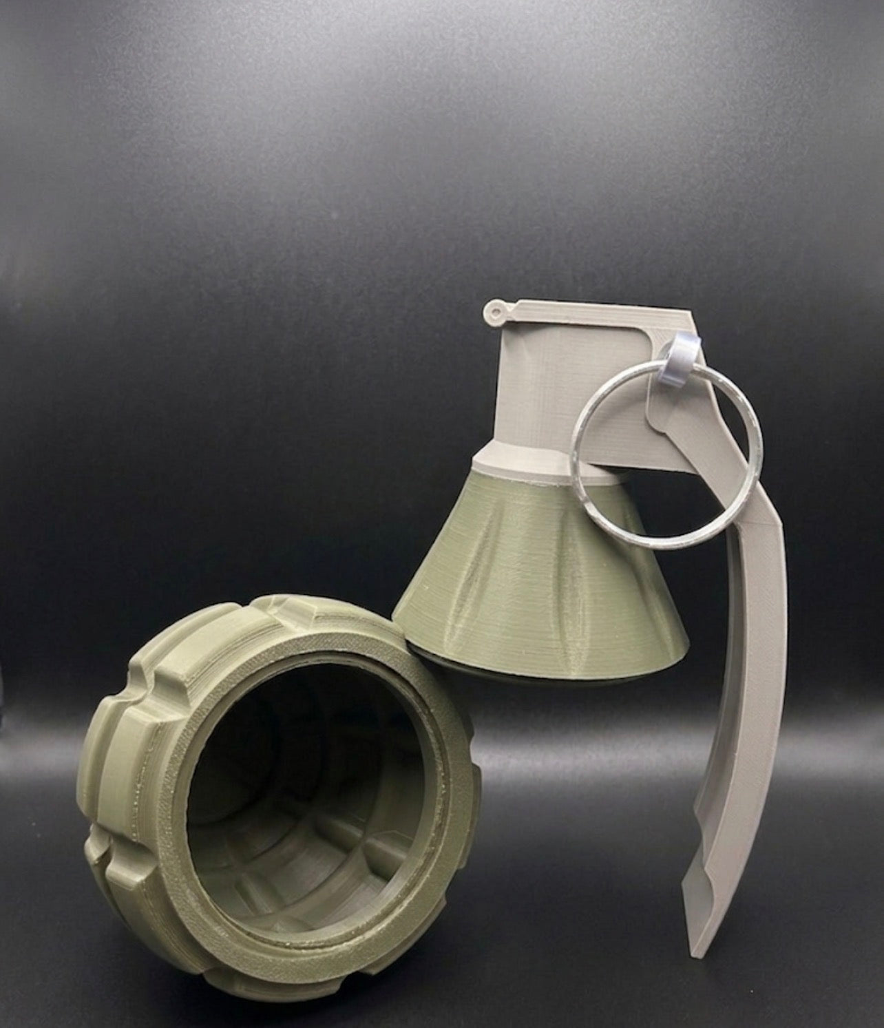 GIANT MILITARY GREEN AND GRAY PINEAPPLE GRENADE!