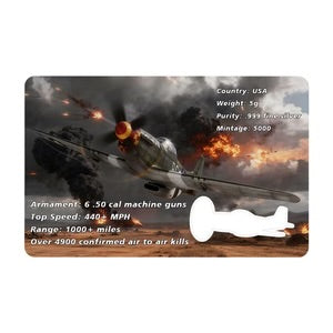 2025 P-51 Mustang Fully Shaped Silver 5 grams .999 Silver Colorized in Card