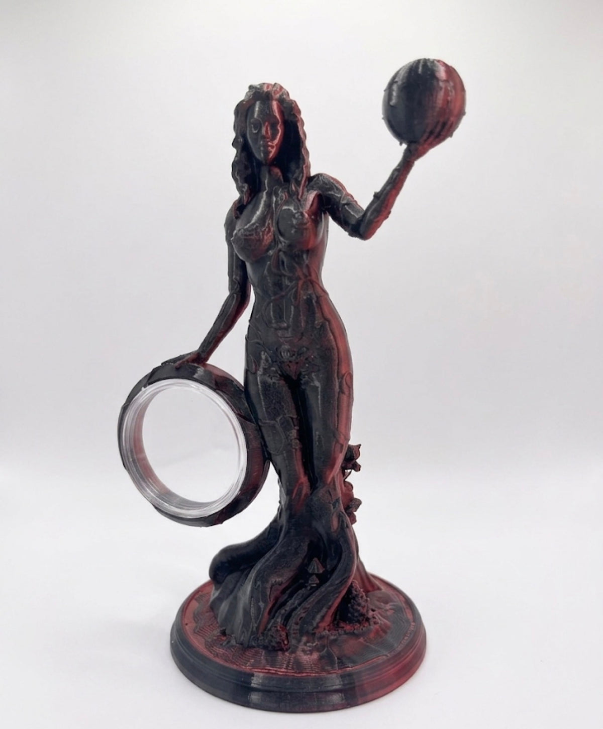 RED AND BLACK COLOR CHANGING MOTHER NATURE COIN HOLDER STATUE!