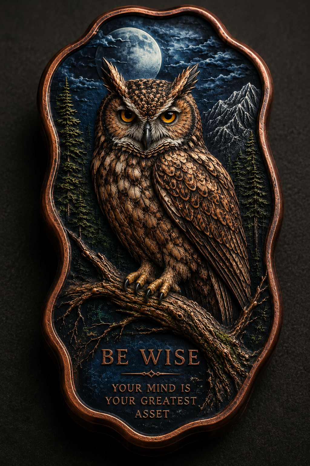 2026 THE OWL- BE WISE Colorized and Antiqued 5 AVDP OZ .999 Fine Copper Bar