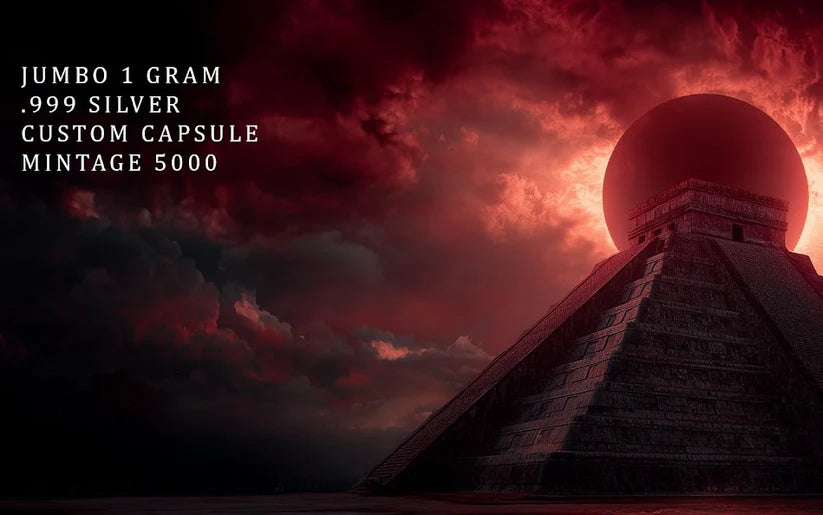 2025 Shaped Temple of the Mayans 1 gram Jumbo Silver in Card and Capsule