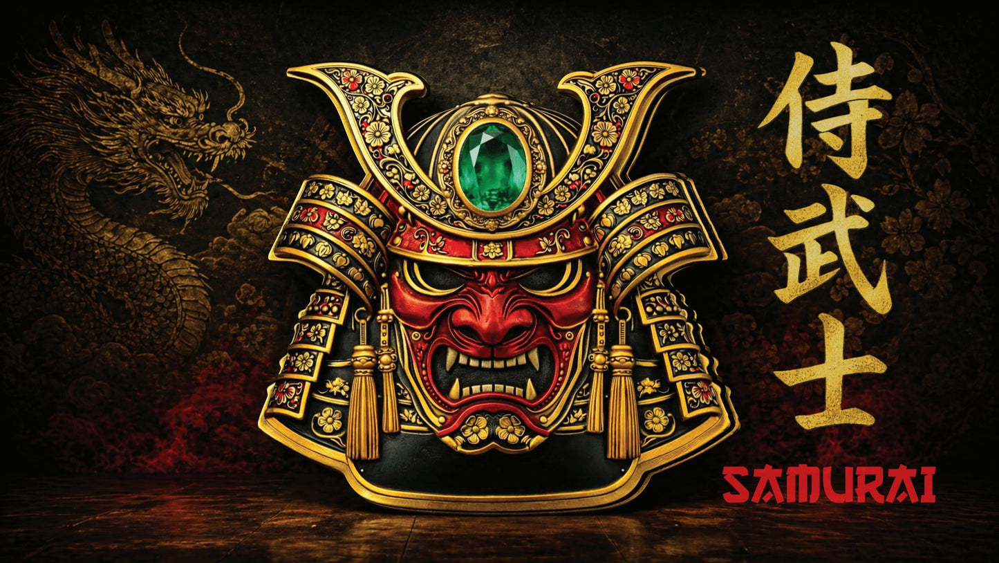 Bushido Samurai Mask Shaped 1/1000 oz Gold in Card (05/26)