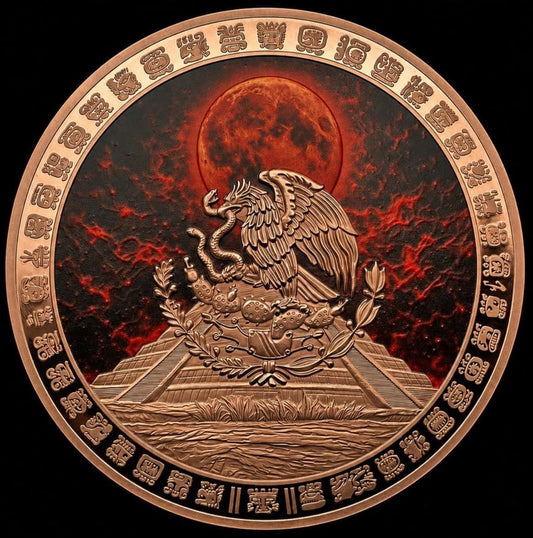 2026 Aztec Lunar & Solar Eclipse Colorized 1 Kilo Copper Medal (05/28)