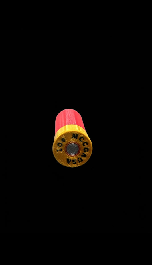 DIME SHOTGUN SHELL COIN HOLDER! RED AND GOLD COLOR SCHEME.