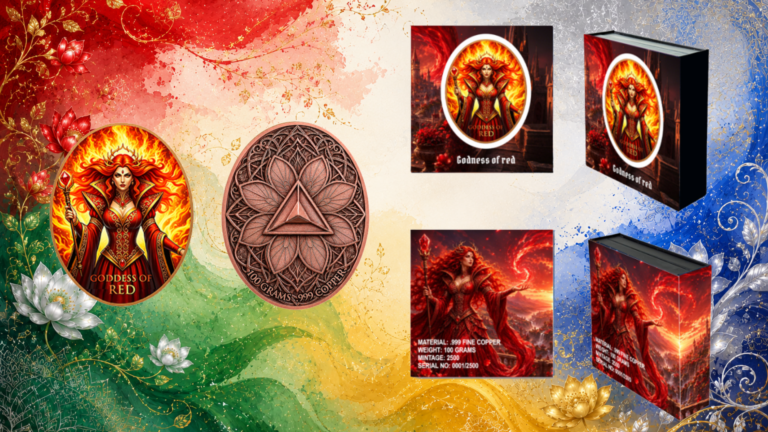 New Series! 100 Gram Goddess Series - Goddess of Red Colorized Copper in Display Box