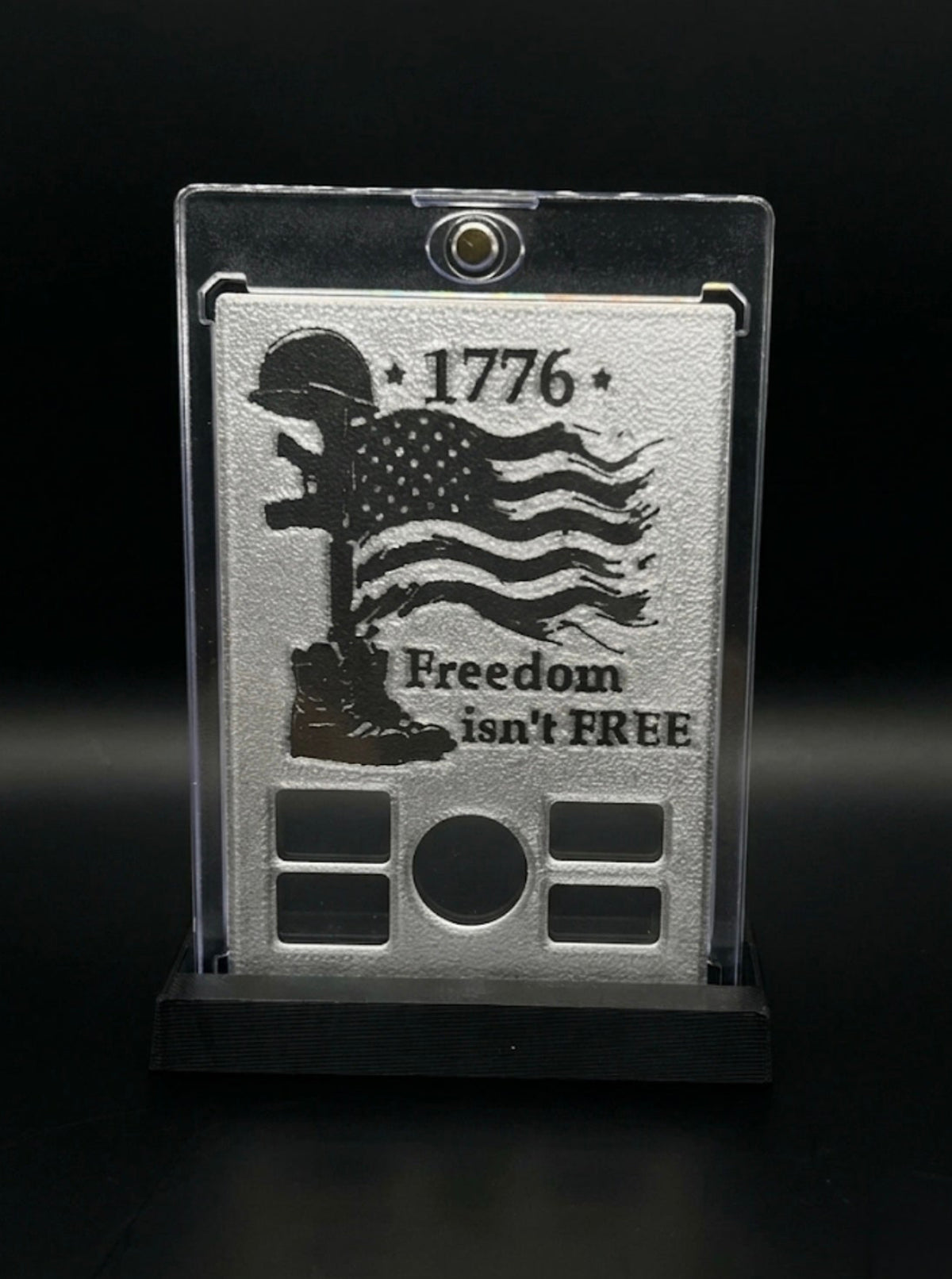 FREE STANDING DESKTOP 1776 FREEDOM ISN’T FREE GRAM HOLDER AND DISPLAY!