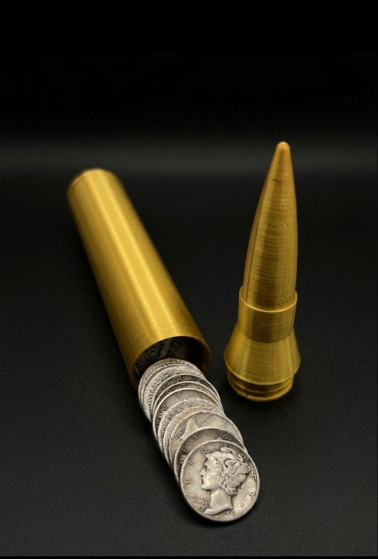 GOLD .50CAL BULLET COIN HOLDER FOR DIMES!