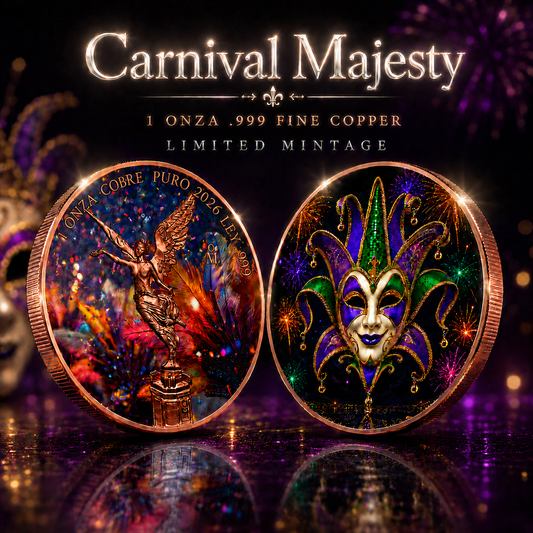 2026 Mexico Libertad Tribute: Carnival Majesty – 1 Onza .999 Fine Copper Coin (Limited Release)