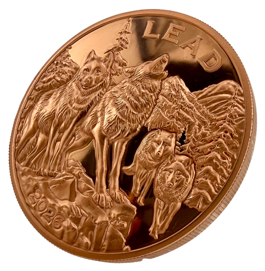 2026 Cameroon Wildlife Values Wolf Lead 5 oz Copper Coin (06/01)
