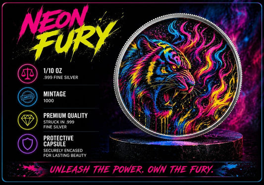 Neon Fury Colorized 1/10 oz Silver Round (06/01)