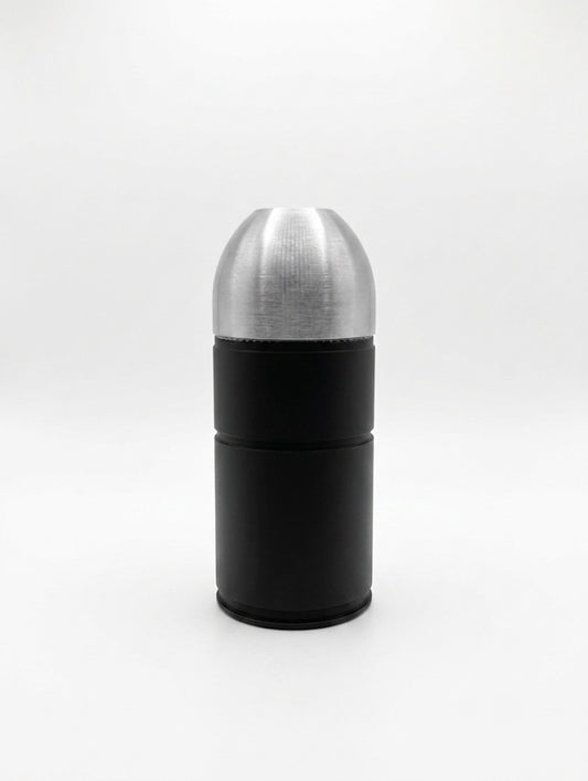 40mm GRENADE COIN HOLDER FOR 1 oz RAW COINS/ROUNDS! BLACK AND SILVER COLOR SCHEME.