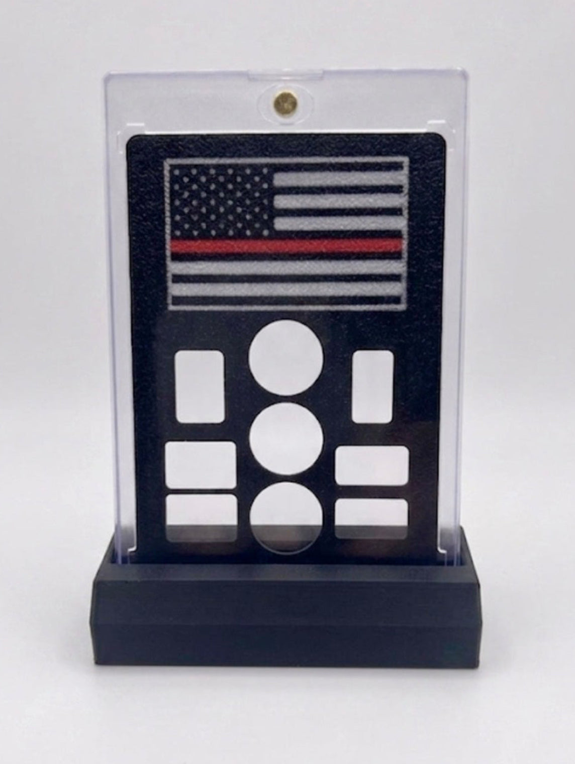 FREE STANDING DESKTOP RED LINE AMERICAN FLAG GRAM HOLDER AND DISPLAY!