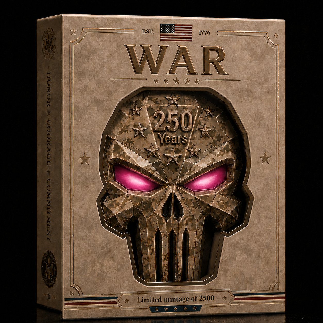 2026 250 Years of Honor & Courage 3oz .999 Copper Skull Pink Eyes Collectible Stacker
