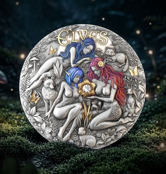 T&S 2026 Cameroon Elves w/Real Diamond 2 oz Silver Coin (06/12)