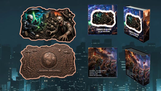 100 Gram Zombies vs Aliens Colorized Copper in Display Box (6/5)