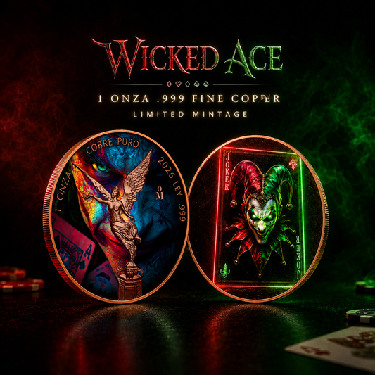 2026 Mexico Libertad Tribute Colorized Wicked Ace 1oz AVDP .999 Copper