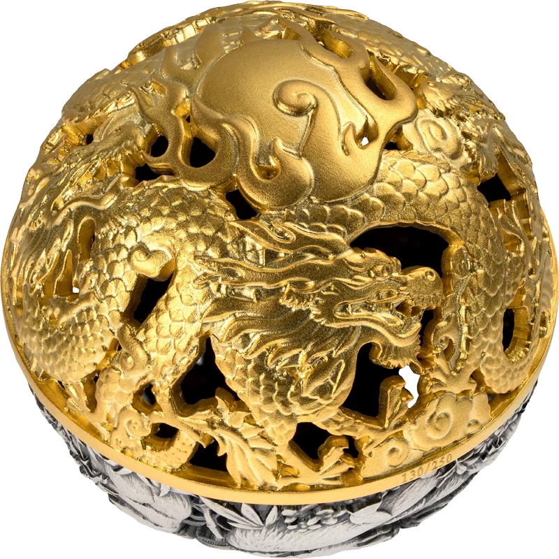 2026 Samoa Dragon & Panda Filigree Spherical 2 oz Silver Coin (06/08)