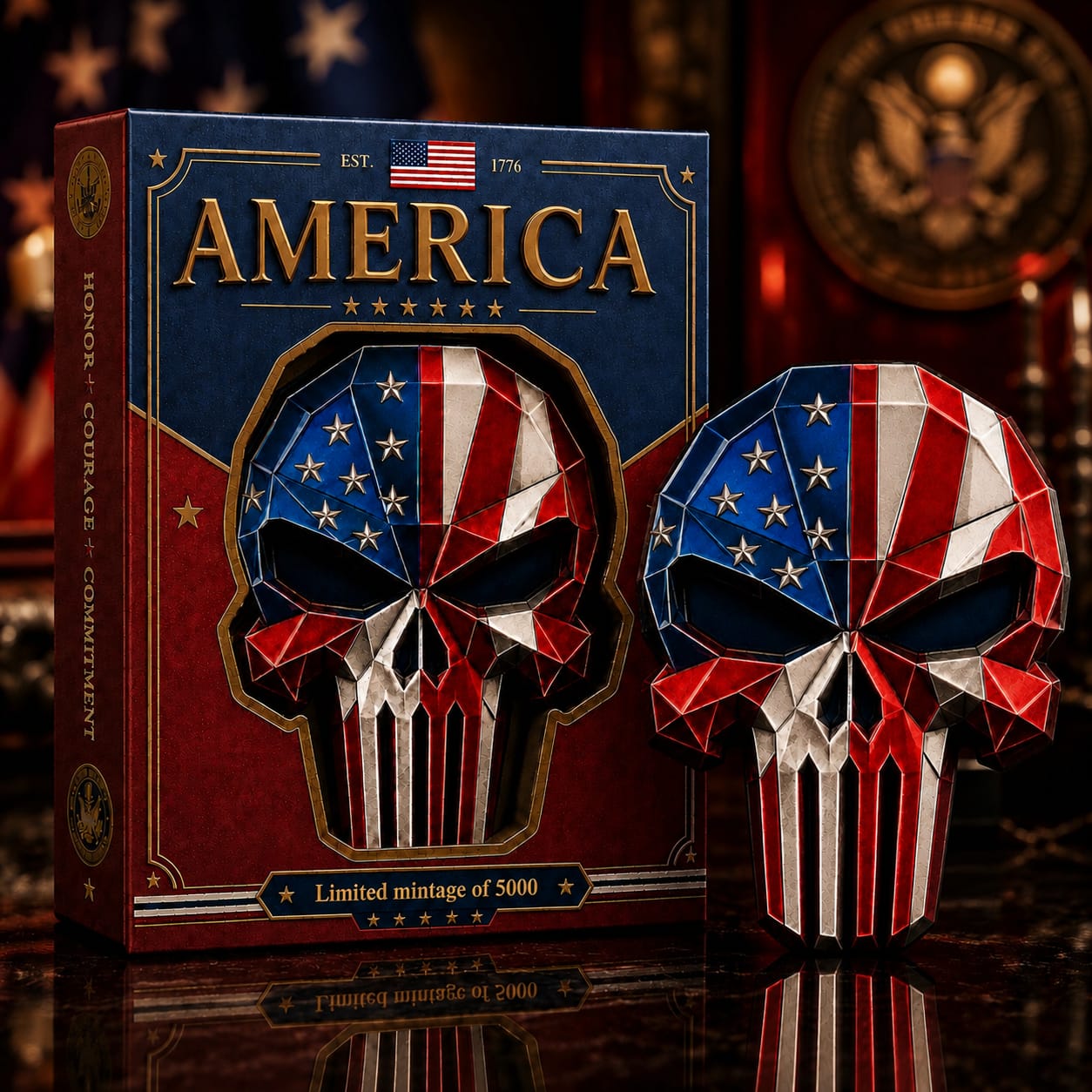 2026 American Warrior Colorized 3 oz Copper Punisher Style Collectible