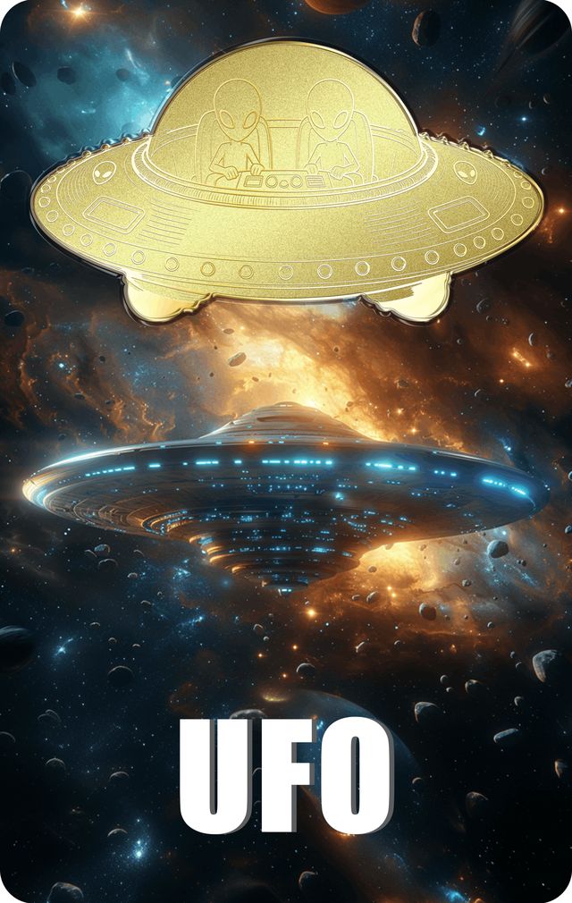 2026 UFO Shaped 1/500 oz Gold Medal in Card (06/08)