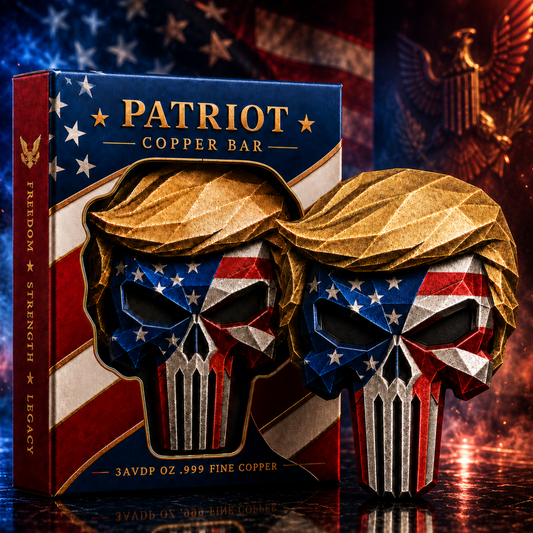 2026 Trump Patriot Skull Copper Bar β 3 AVDP oz .999 Fine Copper Collectible