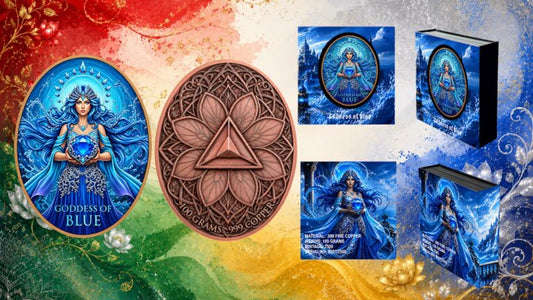 100 Gram Goddess Series - Goddess of Blue Colorized Copper in Display Box