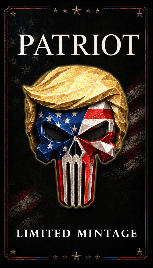 GOLD! 2026 Trump Patriot Skull JUMBO – 1/1000 Troy Oz .9999 Pure Gold Patriotic Collectible