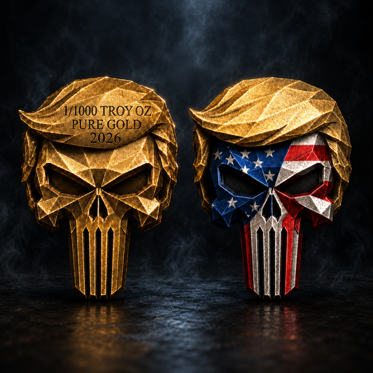 2026 Trump Patriot Skull JUMBO β 1/1000 Troy Oz .9999 Pure GOLD Patriotic Collectible