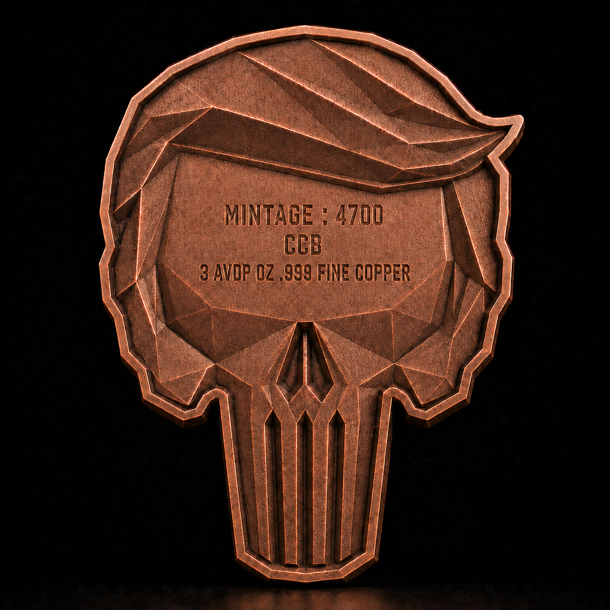 2026 Trump Patriot Skull Copper Bar – 3 AVDP oz .999 Fine Copper Collectible