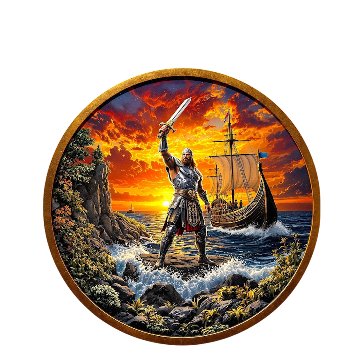 In Stock! Historic Warriors Viking Colorized 1 oz Copper Round (08/06)
