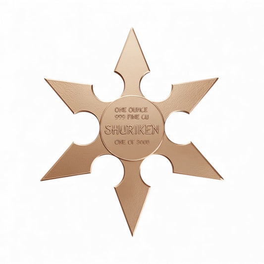 Japanese Shuriken Shaped Colorized 1 oz Copper Medal