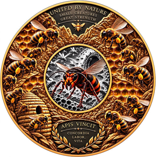 The Bees and the Hornet 1 Kilo Copper Medal with 1 oz Silver Medal Insert