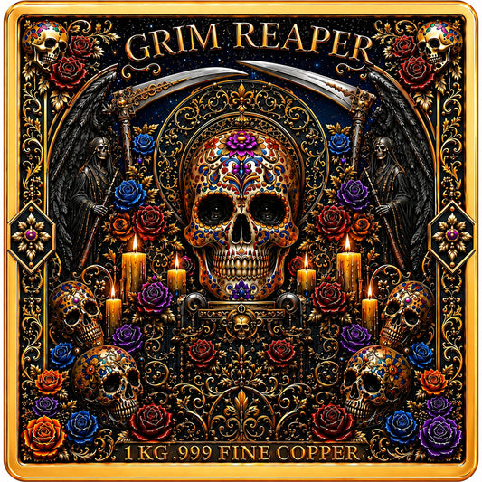 Grim Reaper Dia de Muertos 1 Kilo Copper Medal (07/08)