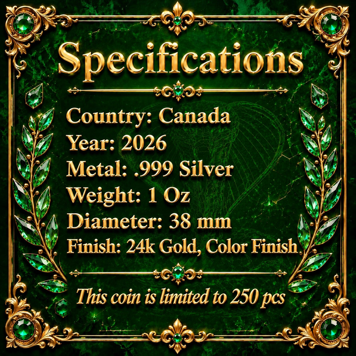 2026 Canada Maple Leaf Emerald Venom Edition 1 oz Silver Coin