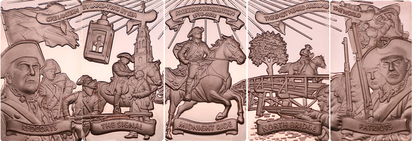2026 Liberia American Revolution - Midnight Ride 1.776 oz Copper 5-Coin Set (06/19)