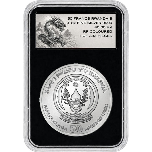 2026 Rwanda Chinese Blue Dragon Colorized 1 oz Silver Coin