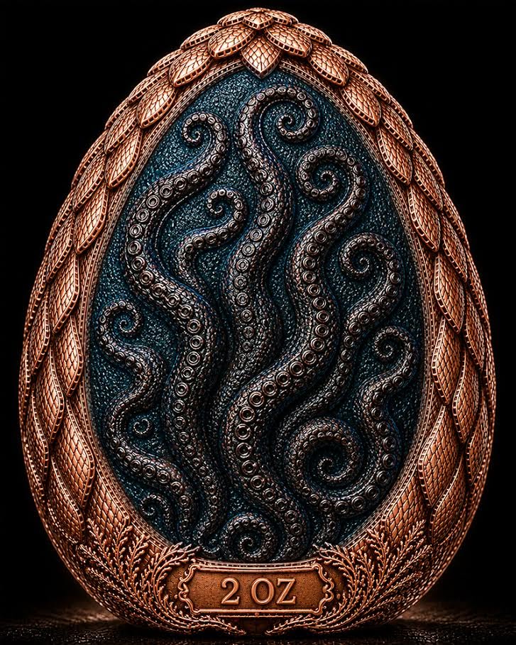 Underwater Kraken Egg Dome Shaped HR 2 oz Copper Medal (07/09)