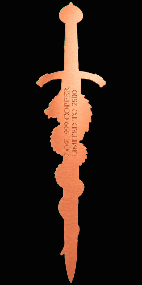 Dragon Sword Shaped Colorized 2 oz Copper Medal (07/01)